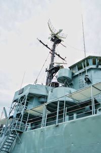 Low angle view of ship against sky