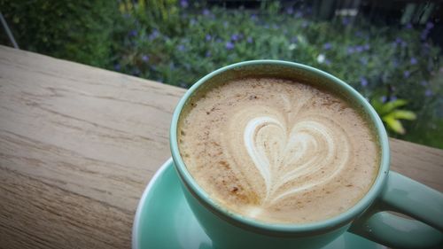 High angle view of coffee on table