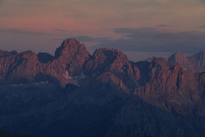 Scenic view of mountain against sky during sunset