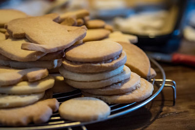 Close-up of cookies on table