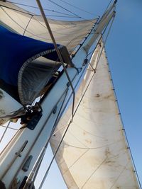 Low angle view of ship against sky