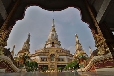 Low angle view of temple building against sky