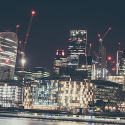 Illuminated city at night