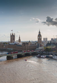 Big ben in city against sky