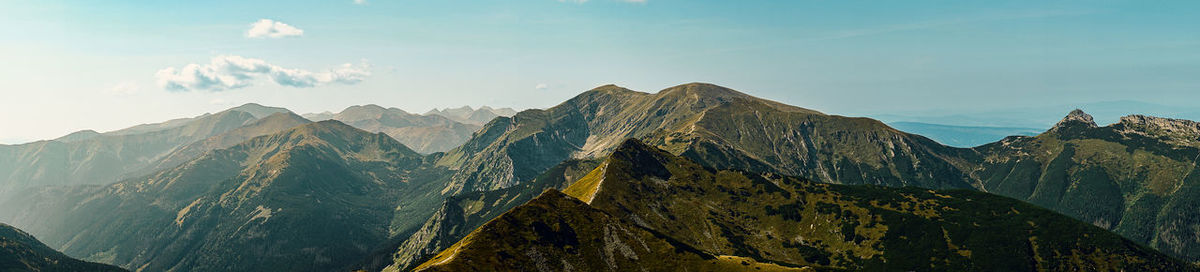 Panoramic view of mountain range against sky