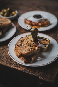 Close-up of dessert in plate on table