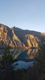 Scenic view of mountains against clear sky