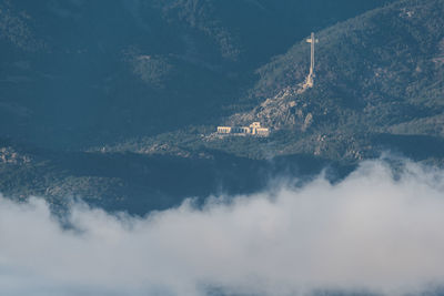 High angle view of mountains against sky