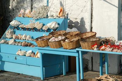 Vegetables in basket for sale