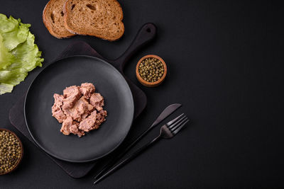 High angle view of food on table