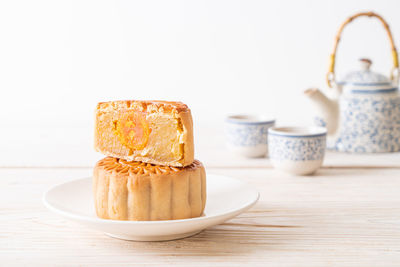 Close-up of dessert on table