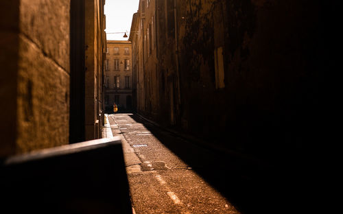 Narrow alley amidst buildings in city