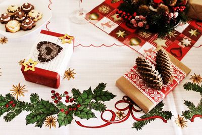 Close-up of christmas decorations on tree