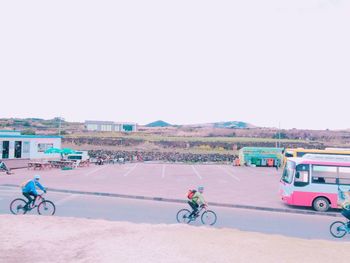 Bicycle parked on road