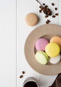 High angle view of dessert in plate on table