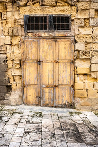 Closed door of old building