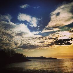 Scenic view of sea against cloudy sky