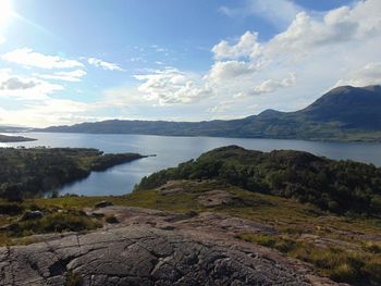 Scenic view of lake against sky