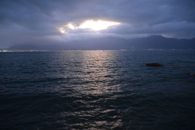 Scenic view of sea against cloudy sky