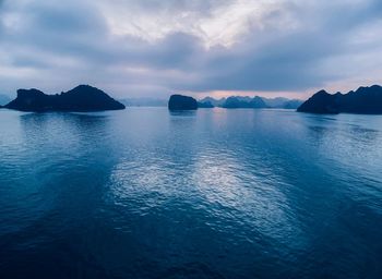 Scenic view of sea against sky at sunset