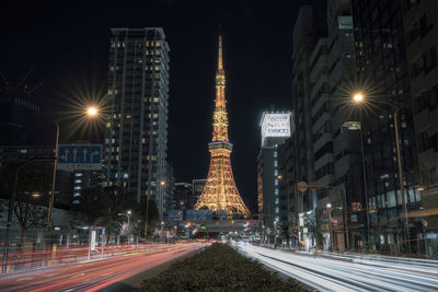 Tokyo tower long exposure shot in the night,