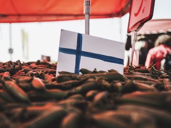 Close-up of green peas for sale at market