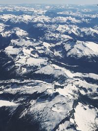 High angle view of snow covered mountains