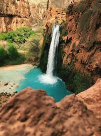 Scenic view of waterfall