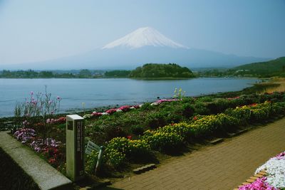 Scenic view of lake against sky