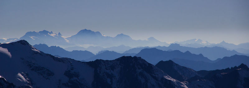 Scenic view of mountains against clear sky