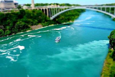 High angle view of bridge over river