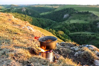 Cooking stove, high angle view 