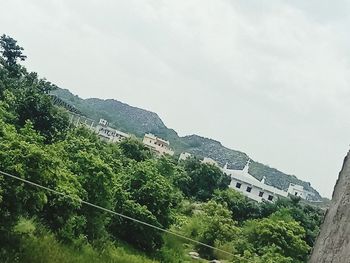 High angle view of buildings against sky