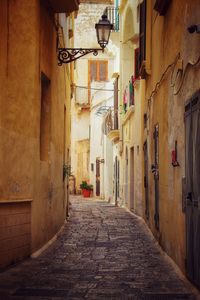 Narrow alley along buildings