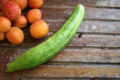 High angle view of fruits on table