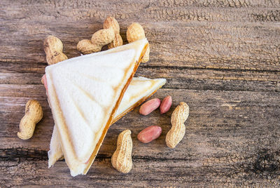 High angle view of food on table