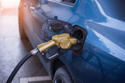 Close-up of car refueling