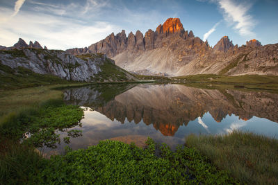 Reflection of mountains in lake