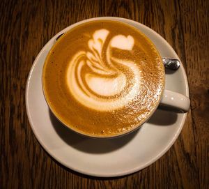 High angle view of coffee on table