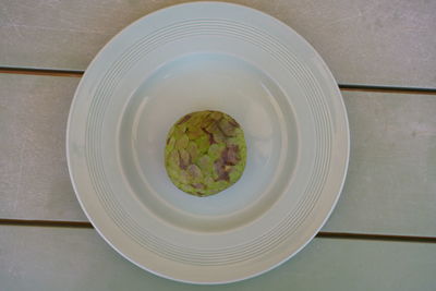 High angle view of fruit in plate
