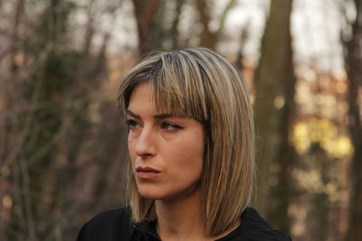 Portrait of woman in forest