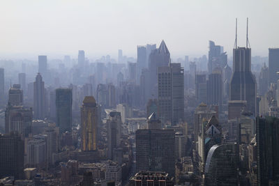 Smog over the skyline of shanghai, china