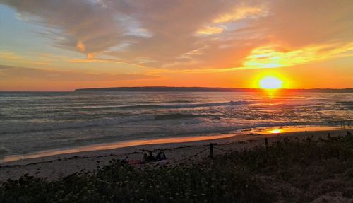 Scenic view of sea against sky during sunset