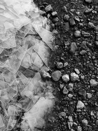 High angle view of stones