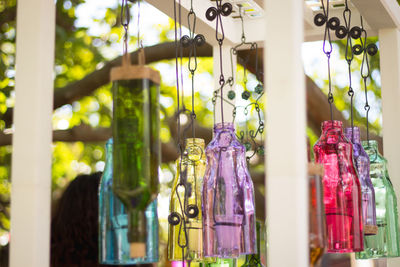 Close-up of bottle hanging