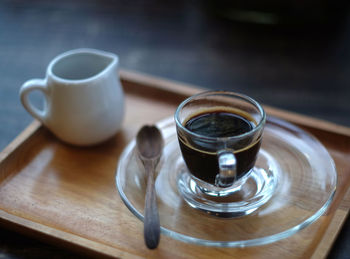 Close-up of coffee cup on table