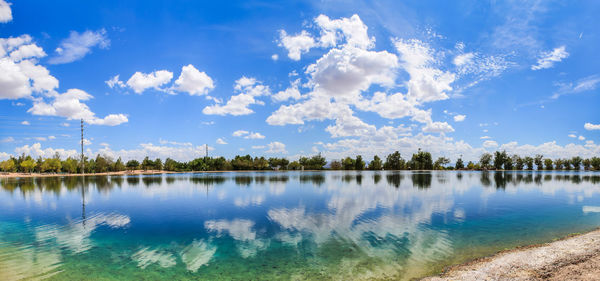 Panoramic view of lake against sky