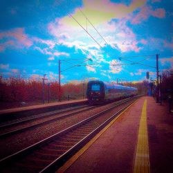 Railroad tracks against sky