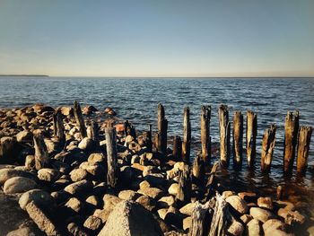 Scenic view of sea against clear sky