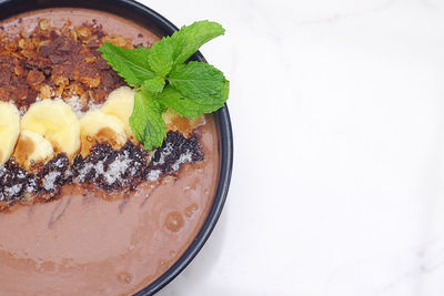 High angle view of dessert in plate
